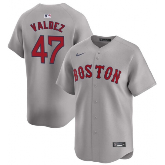 Men's Boston Red Sox #47 Enmanuel Valdez Gray Cool Base Stitched Baseball Jersey - Ujersey