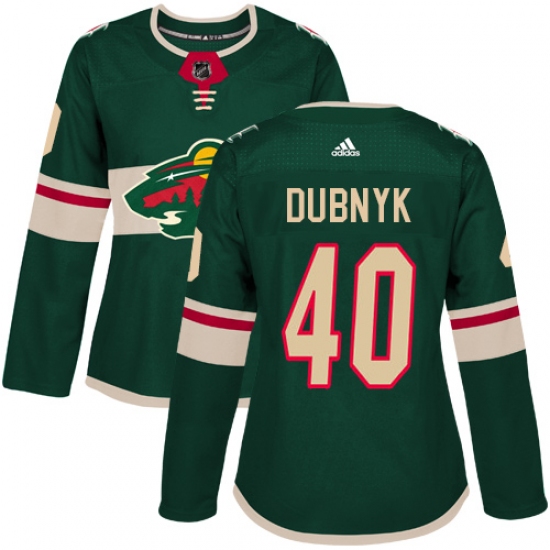 Women's Adidas Minnesota Wild #40 Devan Dubnyk Premier Green Home NHL Jersey - Ujersey