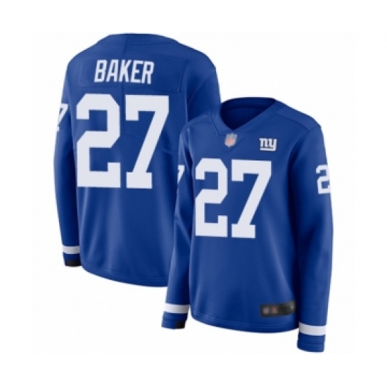 Women's New York Giants #27 Deandre Baker Limited Royal Blue Therma Long Sleeve Football Jersey - Ujersey