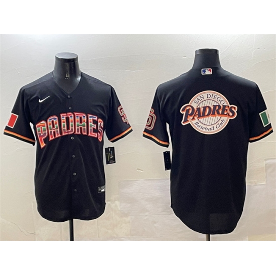 Men's San Diego Padres Team Big Logo Black Mexico Cool Base Stitched Baseball Jersey - Ujersey
