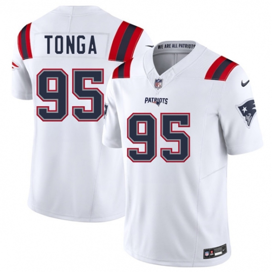 Men's New England Patriots #95 Khyiris Tonga White 2025 F.U.S.E. Vapor Limited Football Stitched Jersey - Ujersey