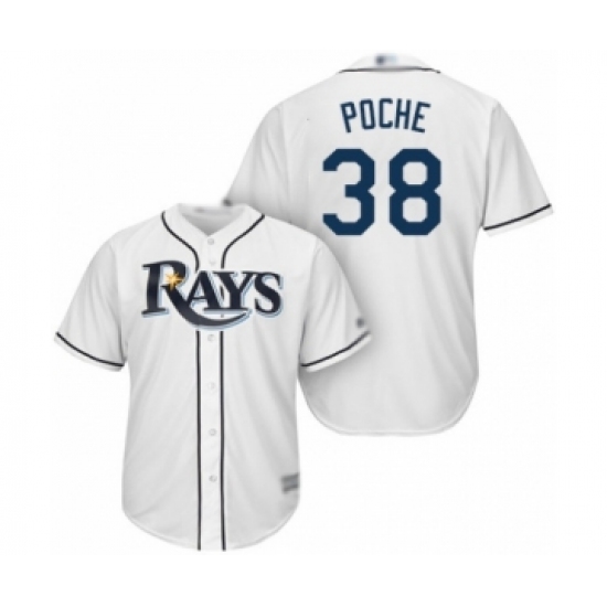 Youth Tampa Bay Rays #38 Colin Poche Authentic White Home Cool Base Baseball Player Jersey - Ujersey