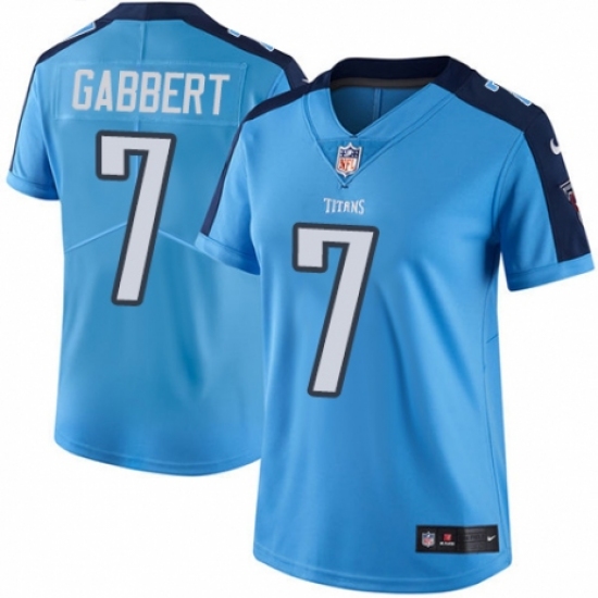 Women's Nike Tennessee Titans #7 Blaine Gabbert Limited Light Blue Rush Vapor Untouchable NFL Jersey - Ujersey