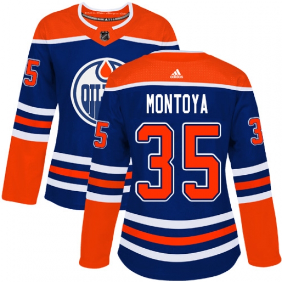 Women's Adidas Edmonton Oilers #35 Al Montoya Authentic Royal Blue Alternate NHL Jersey - Ujersey