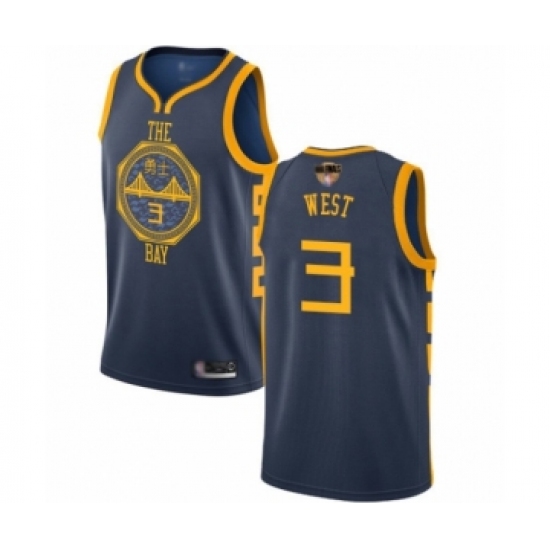 Youth Golden State Warriors #3 David West Swingman Navy Blue Basketball 2019 Basketball Finals Bound Jersey - City Edition - Ujersey