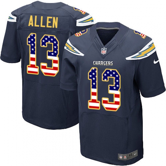 Men's Nike Los Angeles Chargers #13 Keenan Allen Elite Navy Blue Home USA Flag Fashion NFL Jersey - ujerseystore