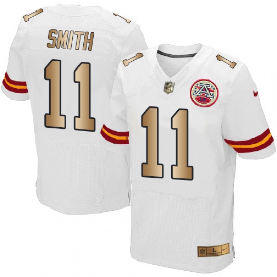 Men's Nike Kansas City Chiefs #11 Alex Smith Elite White/Gold NFL Jersey - Ujersey