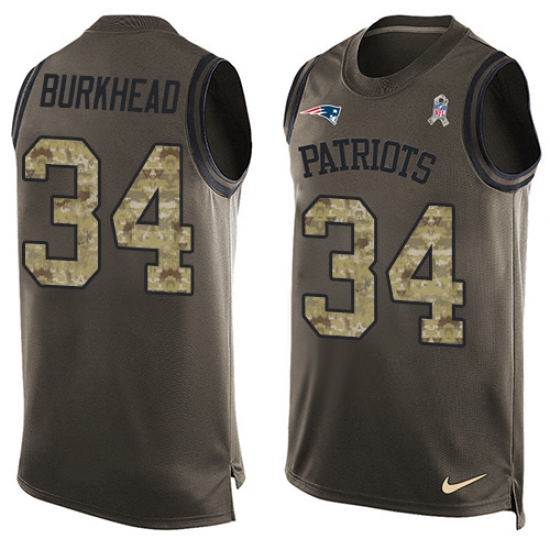 Men's Nike New England Patriots #34 Rex Burkhead Limited Green Salute to Service Tank Top NFL Jersey - Ujersey