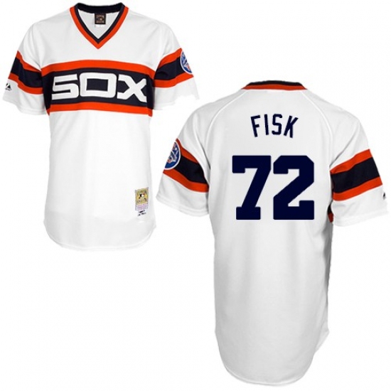 Men's Mitchell and Ness 1985 Chicago White Sox #72 Carlton Fisk Authentic White Throwback MLB Jersey - Ujersey