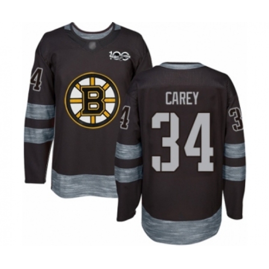 Men's Boston Bruins #34 Paul Carey Authentic Black 1917-2017 100th Anniversary Hockey Jersey - Ujersey