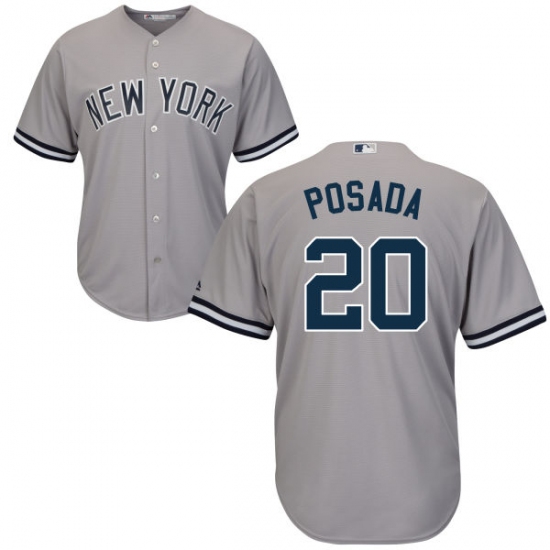 Youth Majestic New York Yankees #20 Jorge Posada Authentic Grey Road MLB Jersey - Ujersey
