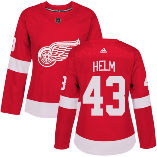Women's Adidas Detroit Red Wings #43 Darren Helm Authentic Red Home NHL Jersey - Ujersey