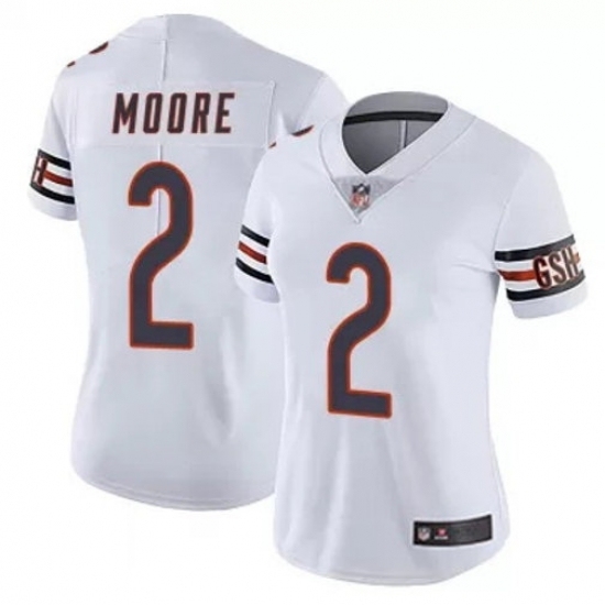 Women Chicago Bears #2 DJ Moore White Vapor Limited Stitched NFL Jersey - Ujersey