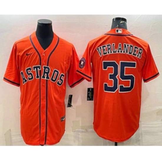 Men's Houston Astros #35 Justin Verlander Orange With Patch Stitched MLB Cool Base Nike Jersey - Ujersey