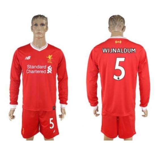 Liverpool #5 Wijnaldum Home Long Sleeves Soccer Club Jersey
