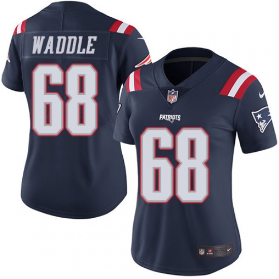 Women's Nike New England Patriots #68 LaAdrian Waddle Limited Navy Blue Rush Vapor Untouchable NFL Jersey - Ujersey