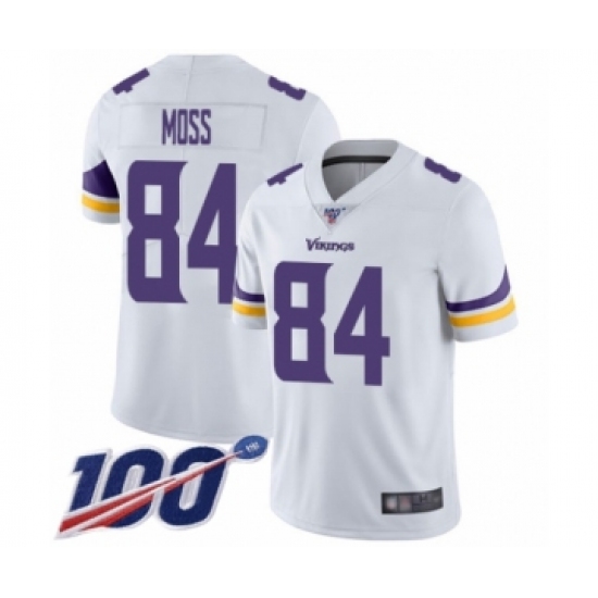 Men's Minnesota Vikings #84 Randy Moss White Vapor Untouchable Limited Player 100th Season Football Jersey - Ujersey