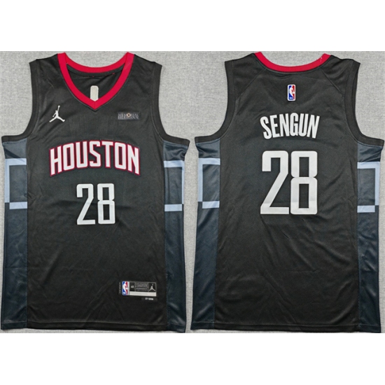 Men's Houston Rockets #28 Alperen Sengun Black Statement Edition Stitched Jersey - Ujersey
