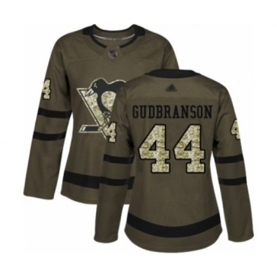 Women's Pittsburgh Penguins #44 Erik Gudbranson Authentic Green Salute to Service Hockey Jersey - Ujersey