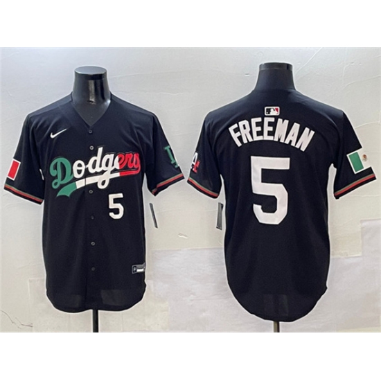 Men's Los Angeles Dodgers #5 Freddie Freeman Black Mexico Flag Limited Stitched Baseball Jersey - Ujersey