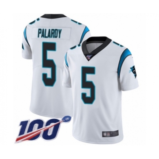Men's Carolina Panthers #5 Michael Palardy White Vapor Untouchable Limited Player 100th Season Football Jersey - Ujersey