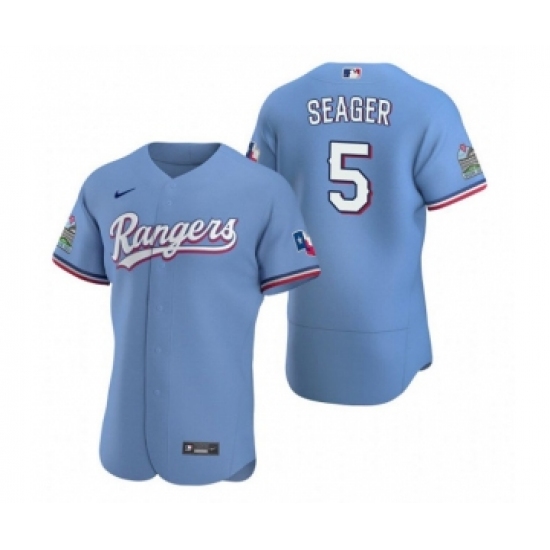 Men's Texas Rangers #5 Corey Seager Light Blue Flex Base Stitched Jersey - Ujersey