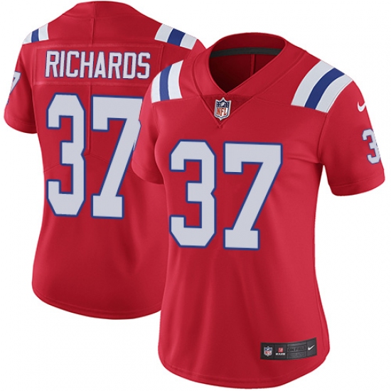 Women's Nike New England Patriots #37 Jordan Richards Red Alternate Vapor Untouchable Limited Player NFL Jersey - Ujersey
