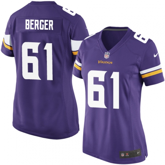 Women's Nike Minnesota Vikings #61 Joe Berger Game Purple Team Color NFL Jersey - Ujersey