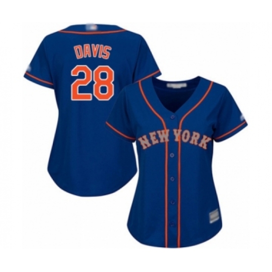 Women's New York Mets #28 J.D. Davis Authentic Royal Blue Alternate Road Cool Base Baseball Player Jersey - Ujersey