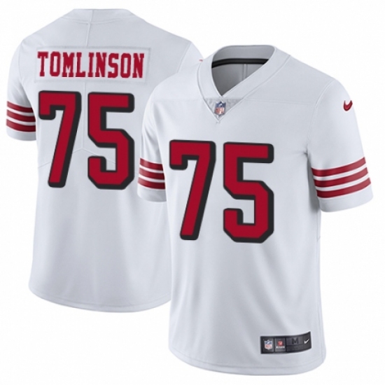 Men's Nike San Francisco 49ers #75 Laken Tomlinson Limited White Rush Vapor Untouchable NFL Jersey - Ujersey