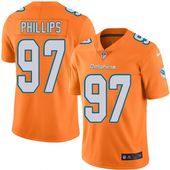 Youth Nike Miami Dolphins #97 Jordan Phillips Limited Orange Rush Vapor Untouchable NFL Jersey - Ujersey