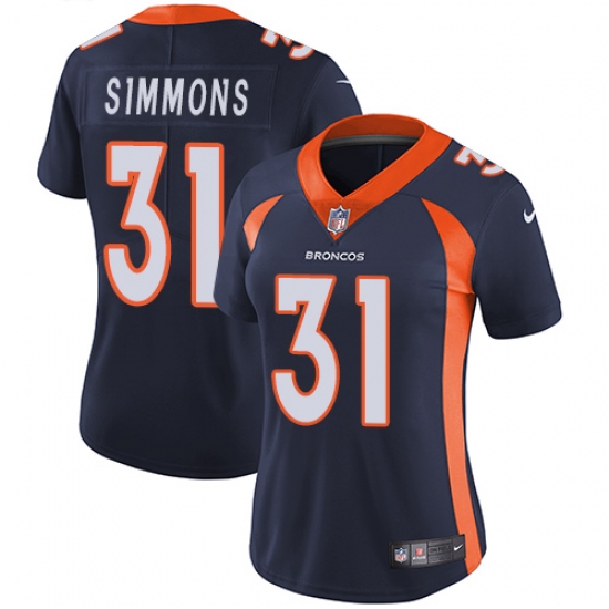 Women's Nike Denver Broncos #31 Justin Simmons Elite Navy Blue Alternate NFL Jersey - Ujersey