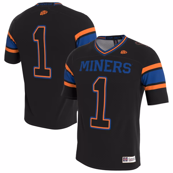 Youth GameDay Greats UTEP Miners Lightweight Collegiate Football Blackout Fashion Jersey - Ujersey