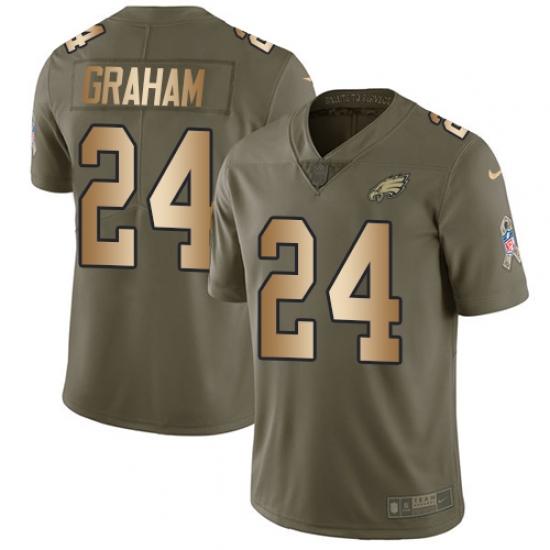 Youth Nike Philadelphia Eagles #24 Corey Graham Limited Olive/Gold 2017 Salute to Service NFL Jersey - Ujersey