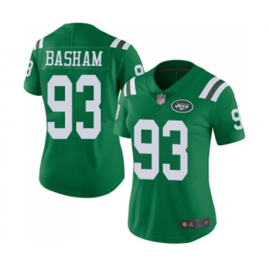 Women's New York Jets #93 Tarell Basham Limited Green Rush Vapor Untouchable Football Jersey - Ujersey