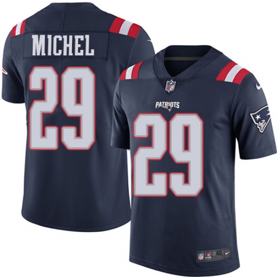 Men's Nike New England Patriots #29 Sony Michel Limited Navy Blue Rush Vapor Untouchable NFL Jersey - Ujersey