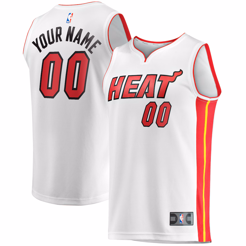 Men's Miami Heat Fanatics White Fast Break Custom Replica Jersey - Association Edition - U-jersey