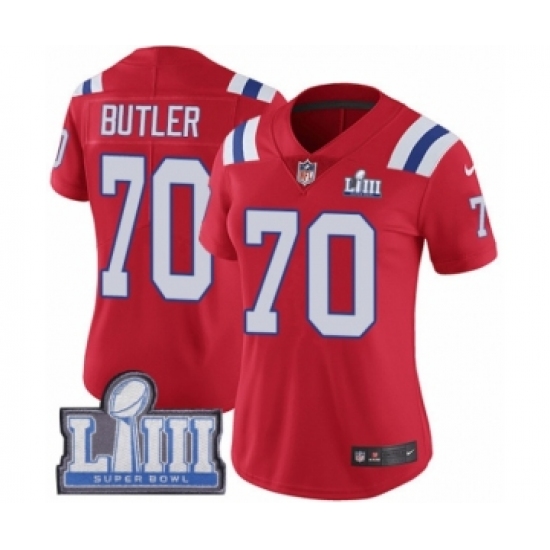 Women's Nike New England Patriots #70 Adam Butler Red Alternate Vapor Untouchable Limited Player Super Bowl LIII Bound NFL Jersey - Ujersey