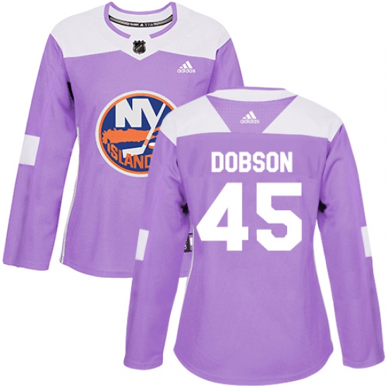 Women's Adidas New York Islanders #45 Noah Dobson Authentic Purple Fights Cancer Practice NHL Jersey - Ujersey