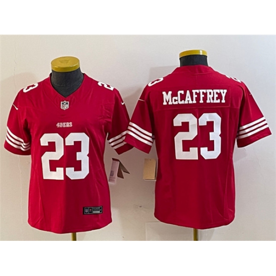 Women's San Francisco 49ers #23 Christian McCaffrey Red 2023 F.U.S.E. Vapor Untouchable Football Stitched Jersey - Ujersey