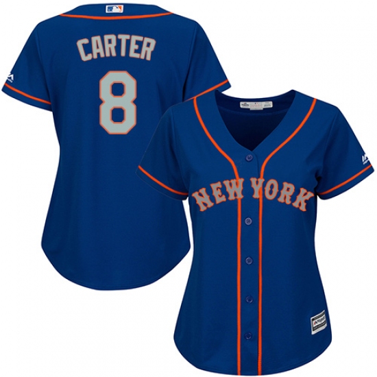 Women's Majestic New York Mets #8 Gary Carter Authentic Royal Blue Alternate Road Cool Base MLB Jersey - Ujersey