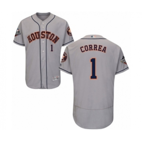 Men's Houston Astros #1 Carlos Correa Grey Road Flex Base Authentic Collection 2019 World Series Bound Baseball Jersey - Ujersey