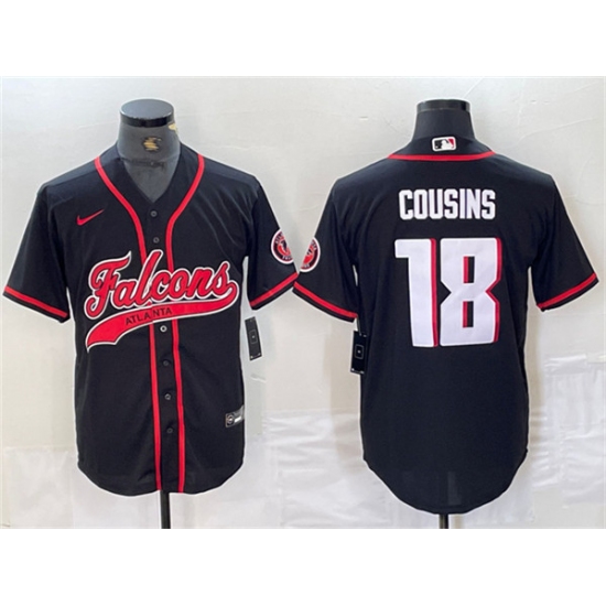 Men's Atlanta Falcons #18 Kirk Cousins Black With Cool Base Baseball Stitched Jersey - Ujersey