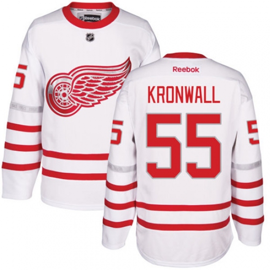 Men's Reebok Detroit Red Wings #55 Niklas Kronwall Premier White 2017 Centennial Classic NHL Jersey - Ujersey