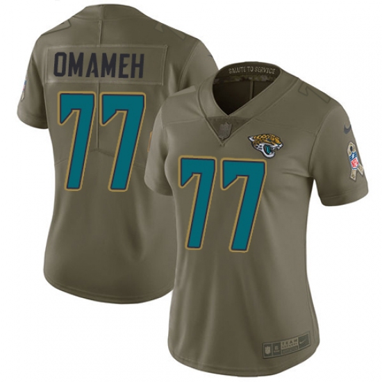 Women's Nike Jacksonville Jaguars #77 Patrick Omameh Limited Olive 2017 Salute to Service NFL Jersey - Ujersey