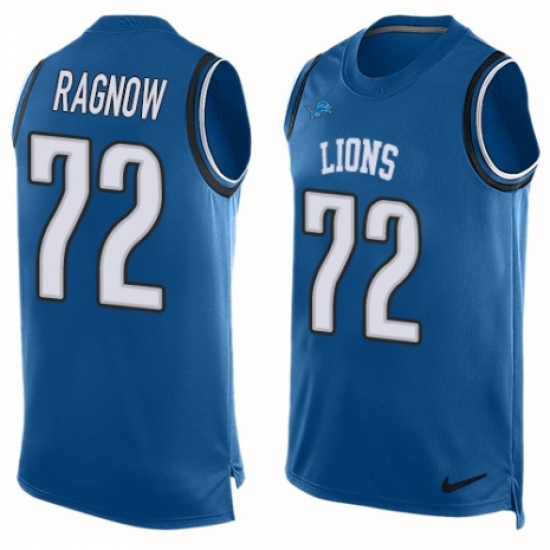 Men's Nike Detroit Lions #72 Frank Ragnow Limited Blue Player Name & Number Tank Top NFL Jersey - Ujersey