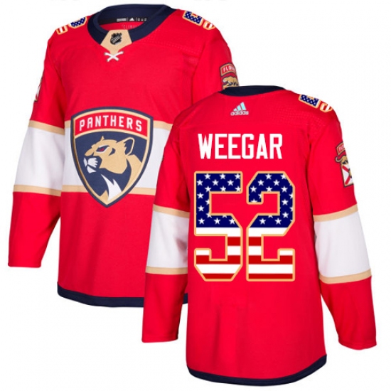 Men's Adidas Florida Panthers #52 MacKenzie Weegar Authentic Red USA Flag Fashion NHL Jersey - Ujersey