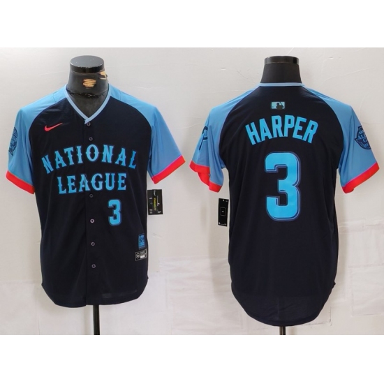 Men's Philadelphia Phillies #3 Bryce Harper Number Navy 2024 All Star Limited Stitched Jersey - Ujersey