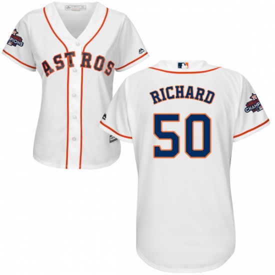 Women's Majestic Houston Astros #50 J.R. Richard Authentic White Home 2017 World Series Champions Cool Base MLB Jersey