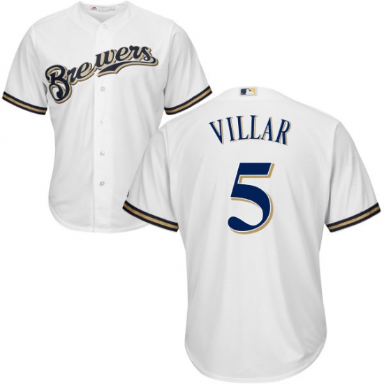Youth Majestic Milwaukee Brewers #5 Jonathan Villar Replica White Home Cool Base MLB Jersey - Ujersey